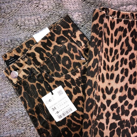 Zara Animal Print Culotte Jean Cheetah Leopard NWT - Picture 5 of 8